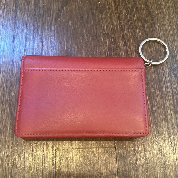 Coach red leather cardholder/change purse - Picture 2 of 4
